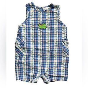 healthtex Blue Plaid Boys One-Piece Romper with Frog Patch